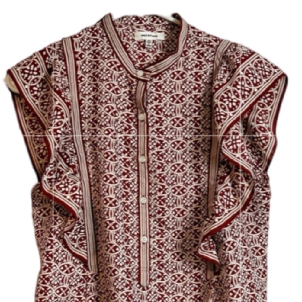 Max Studio Flutter Sleeve Patterned Boho Blouse NWT Size S - Picture 3 of 6